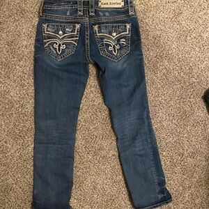 Rock Revival Women's Blue Embroidered Pocket Capri 26